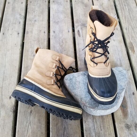 Sorel Caribou Leather Iconic Winter Snow Duck Boots Waterproof Wool Blend Liners - Picture 1 of 9